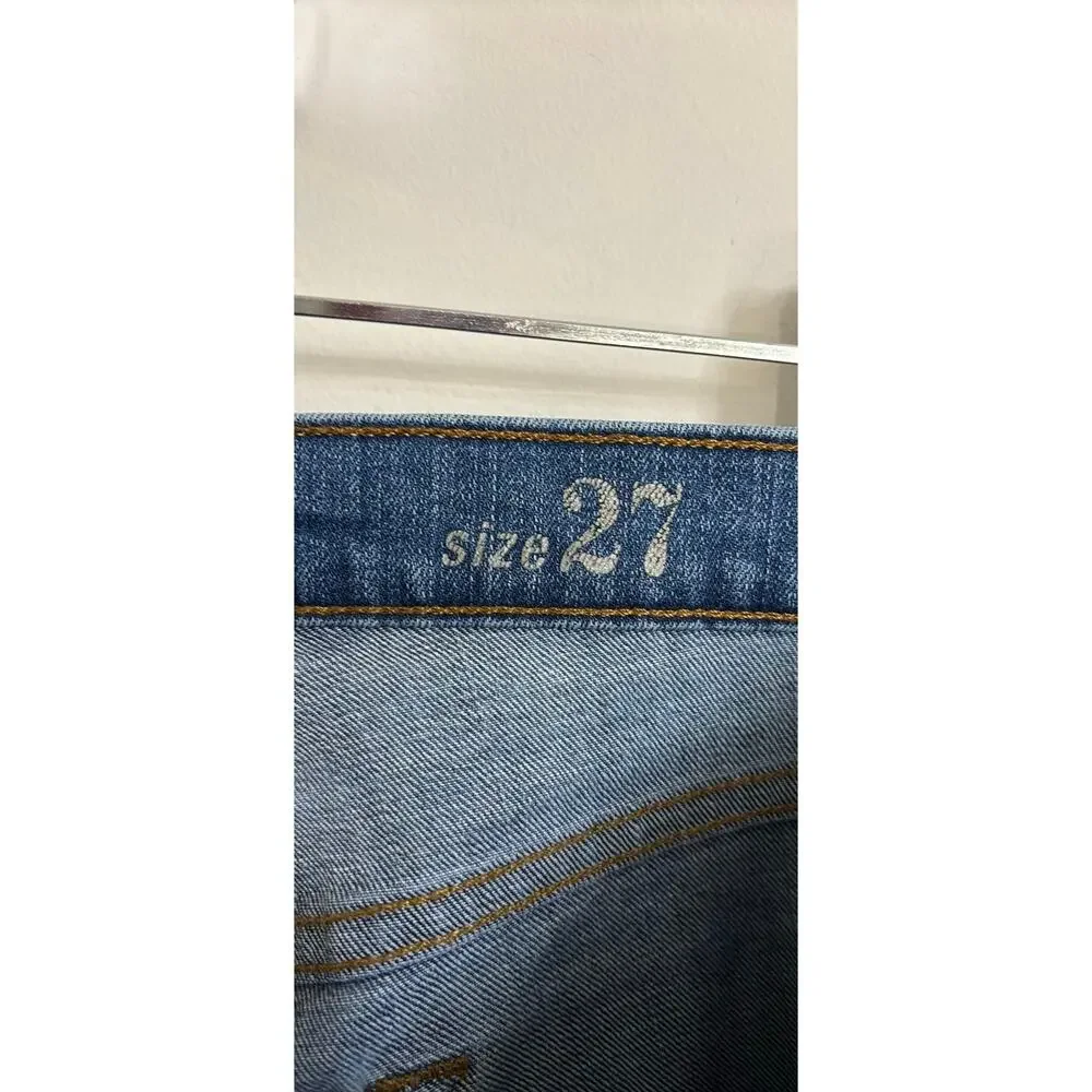 J. Crew Straight Jeans Womens 27 Blue Vintage Cropped Premium Cone Denim Stretch